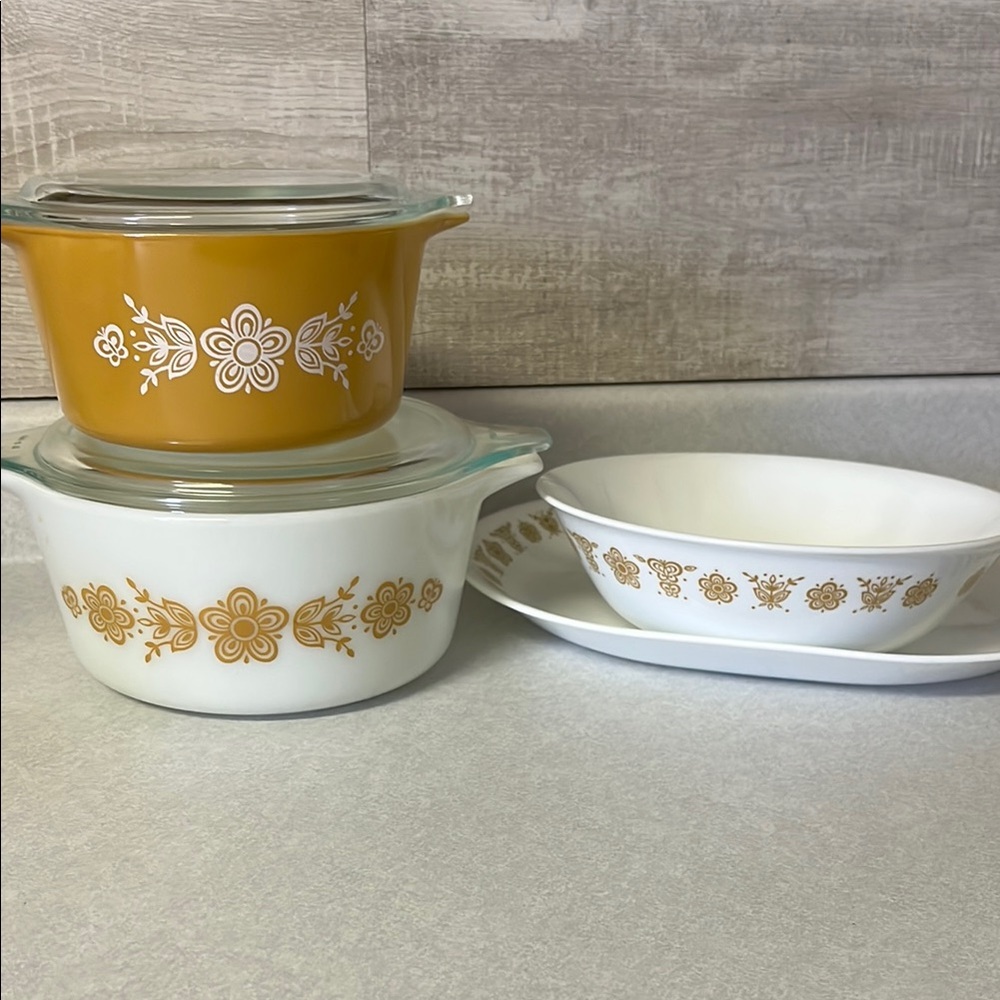 Vintage butterfly gold Pyrex lot